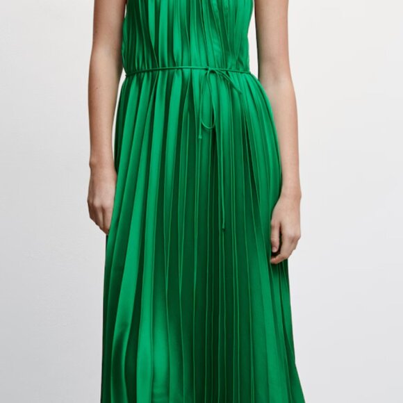 Mango Elegant Green Halter Dress - Picture 1 of 7